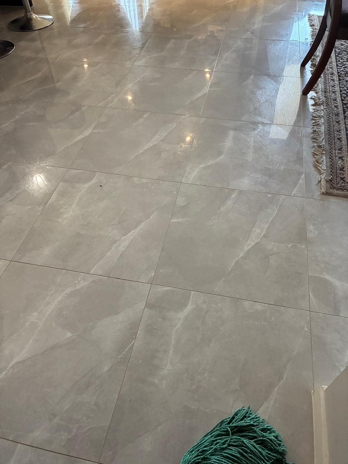 Gleaming marble tiles after deep clean